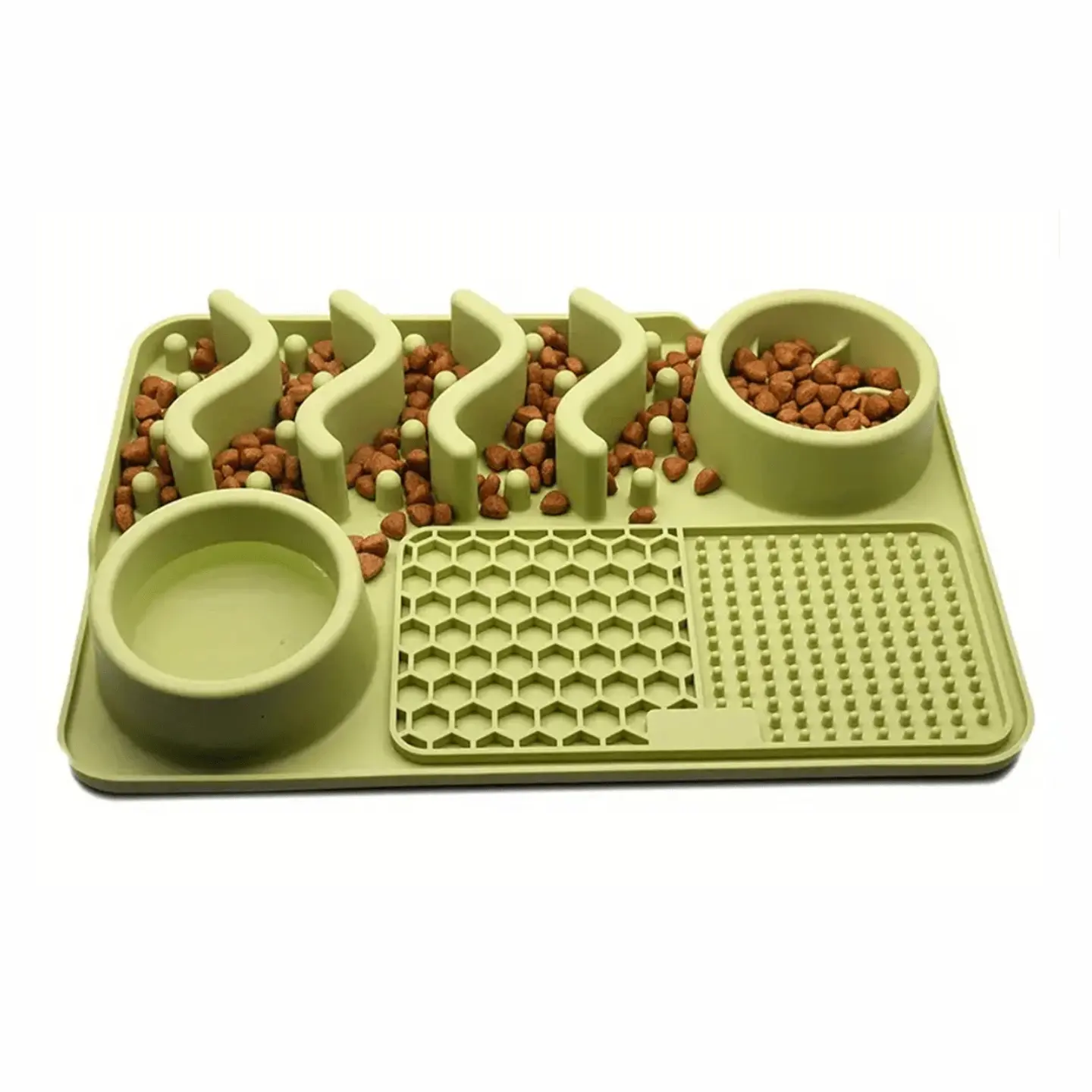 Lick mat con cuenco de silicona para perros, alfombra para lamer antiestrés con ventosas, patrón texturado y apta freezer
